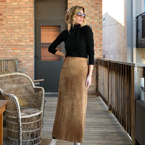 Vintage Genuine Suede Maxi Skirt - Picture 4 of 7